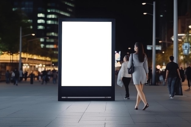 Blank digital signage screen in a public place ideal for customization Generative AI