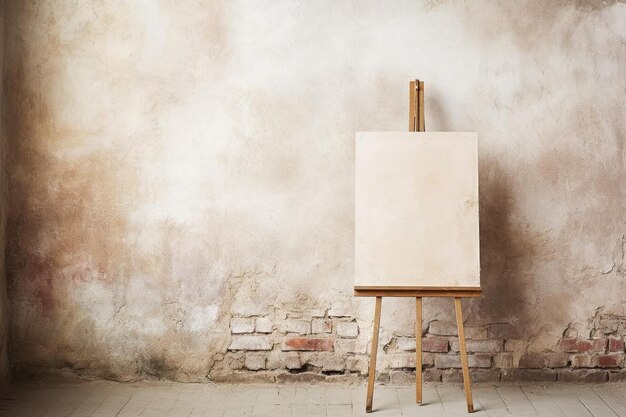 Foto blank doek op easel in afwachting van artistieke creatie voorraad