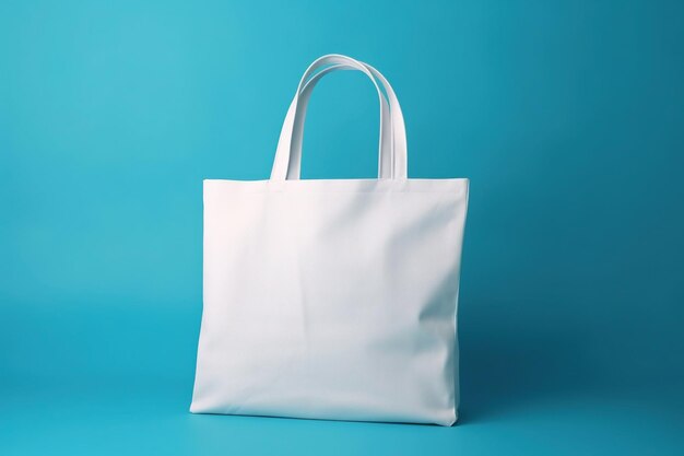 Blank Eco Cotton Tote Bag with cyan