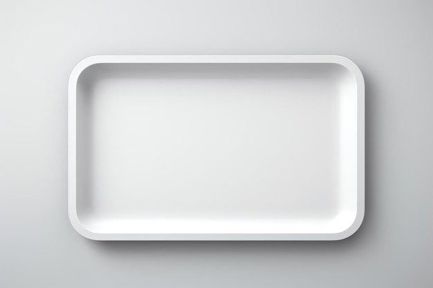 Blank empty plastic or paper tray mockup on grey background