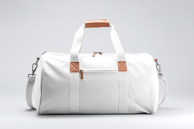 Photo blank empty white duffle bag mockup