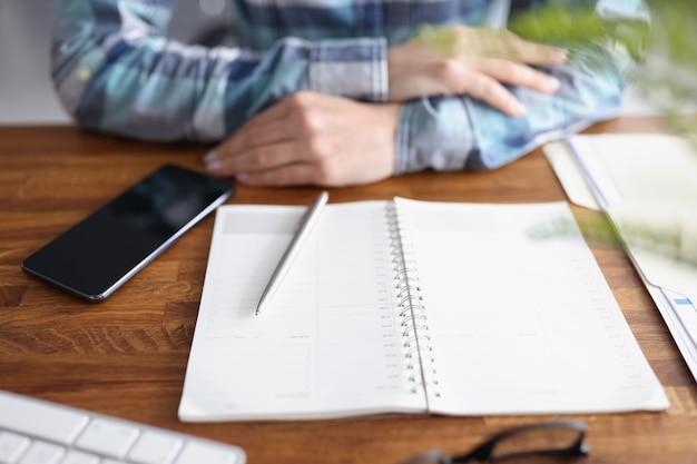 Photo blank empty white pages of notebook