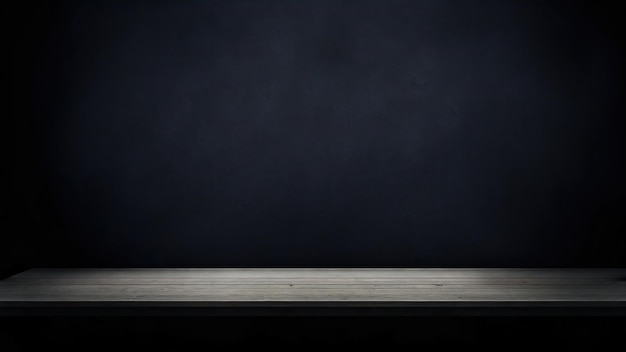 A blank empty wooden table top for product placement with dark background