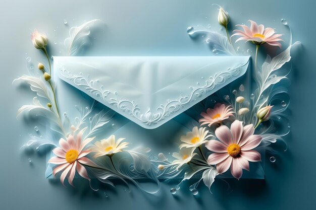 Фото Пустой конверт с яркими цветами