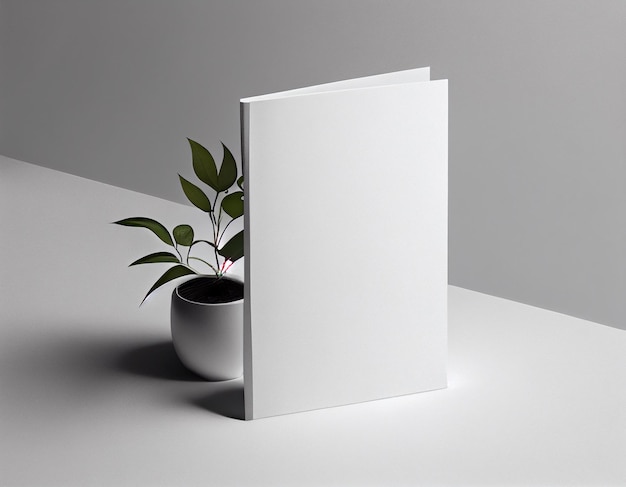 Photo blank flyer paper mockup illustration created with generative ai