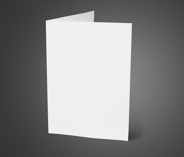 Blank folded card on gray background