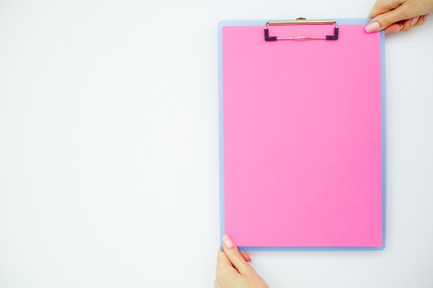 Blank Folder with Pink Paper. 