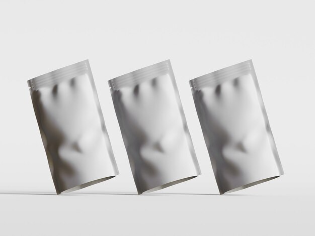 Blank folie plastic of zak zak zak zak verpakking mock-up geïsoleerd op witte achtergrond