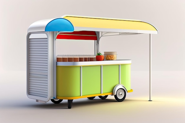 Blank food cart with a copy space mock up ai generated