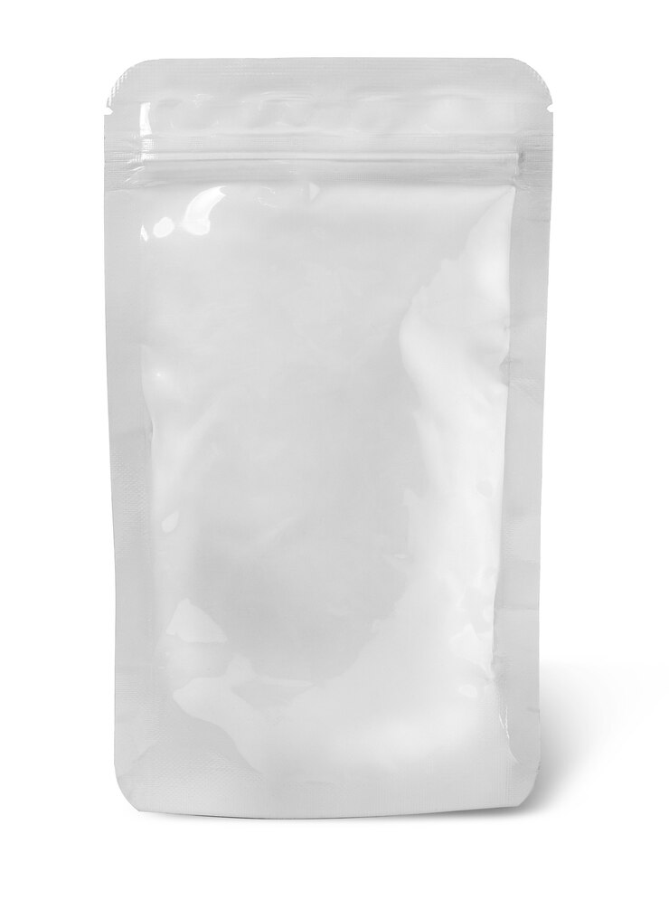 Photo blank food stand up flexible pouch snack sachet bag. mock up, template, with clipping path