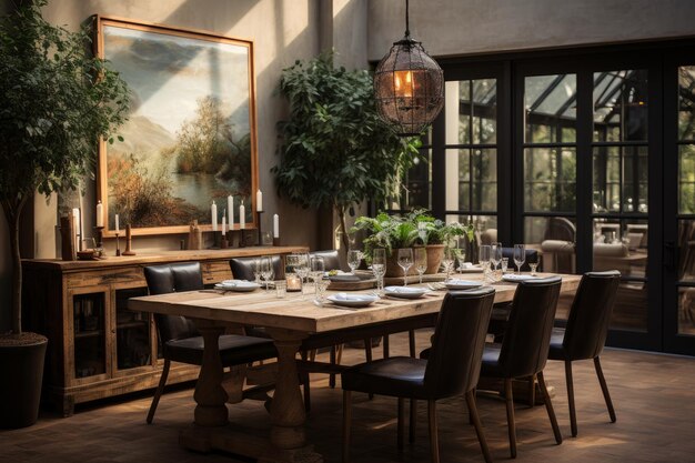 A blank frame adorns the Dining Room