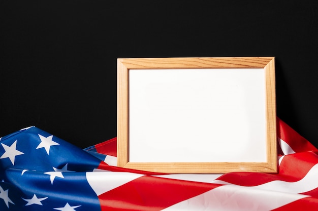 Blank frame on American flag