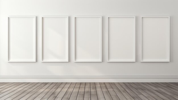 Foto blank frame en canvas op een muur van een galerijkamer voor mock-up prints grafisch ontwerp en interieur