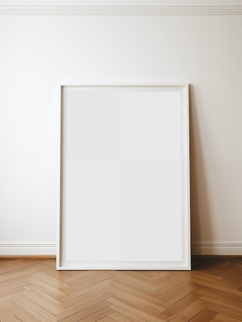 Blank Frame Leaning Against White Wall Picture