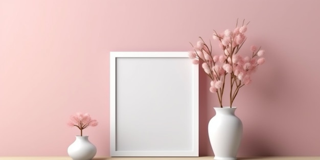 Blank frame mockup copy space background AI Generated