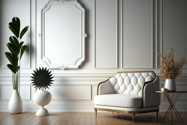 Foto cornice vuota nel moderno soggiorno di sfondo interni