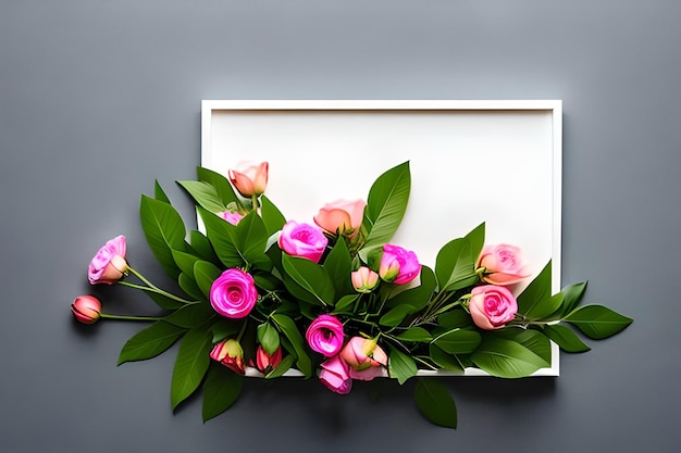 Blank Frame For Text with Flower Surrounding