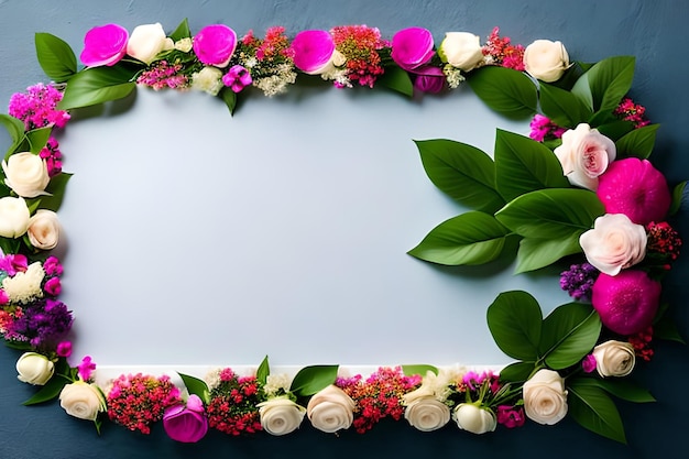 Blank Frame For Text with Flower Surrounding