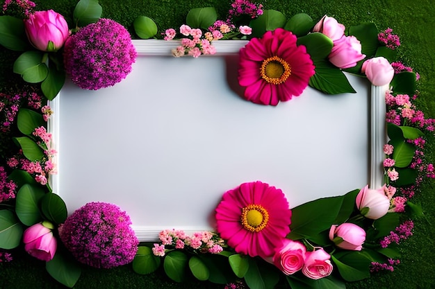 Blank Frame For Text with Flower Surrounding