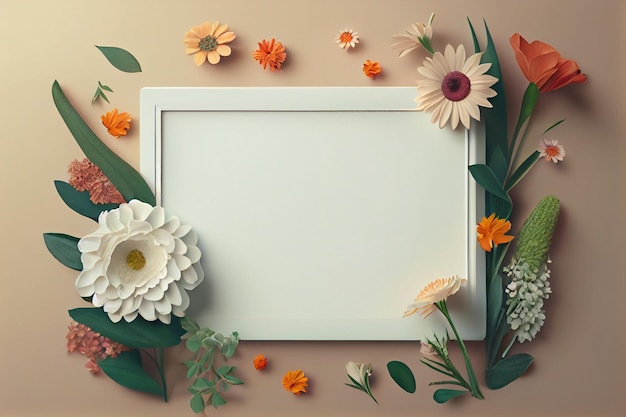 Blank Frame For Text with Flower Surrounding