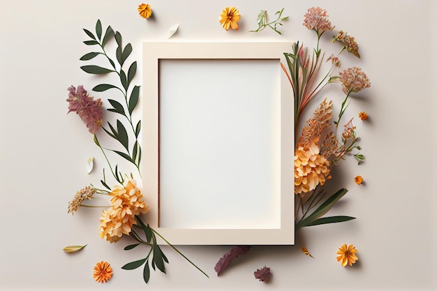 Blank Frame For Text with Flower Surrounding