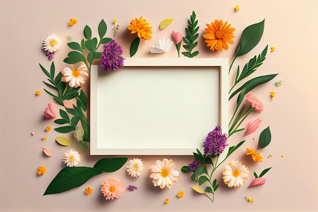 Blank Frame For Text with Flower Surrounding