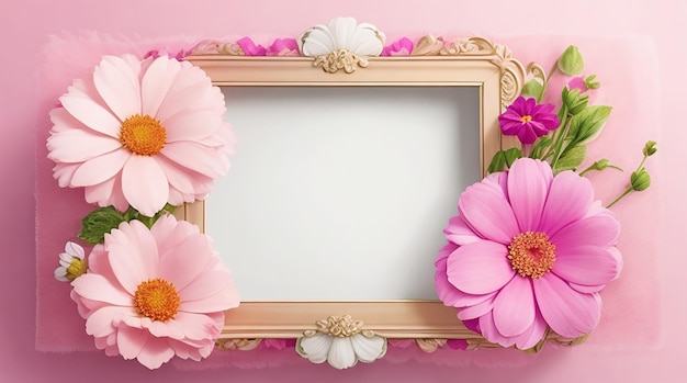 Blank Frame For Text with Flower Surrounding