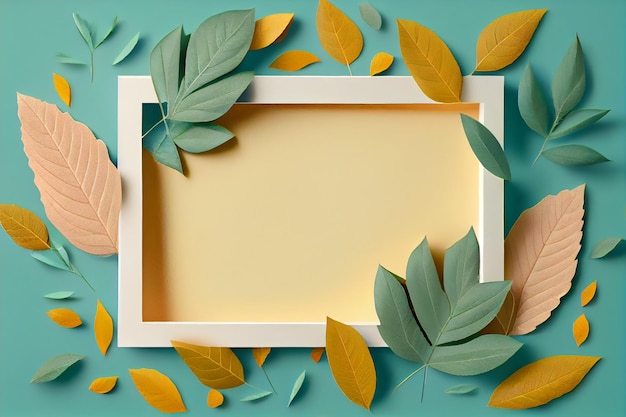 Blank Frame for text with Leaves Surrounding