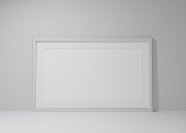 Photo blank frame on a wall with natural light