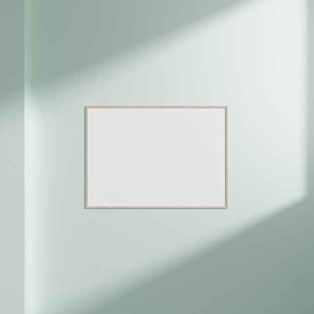 Blank frame on a wall with natural light