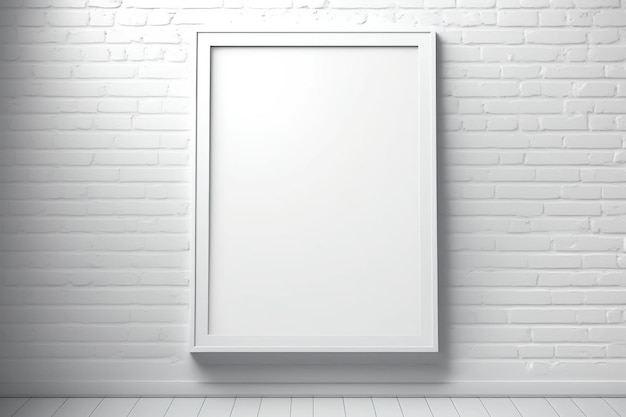 Blank frame on a wall with natural light