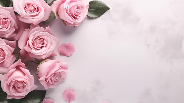 blank frame with space for text beautiful pink flowers composition