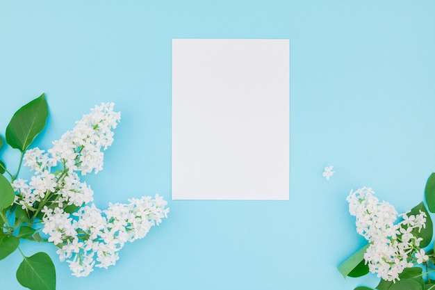 Blank frame with white flowers