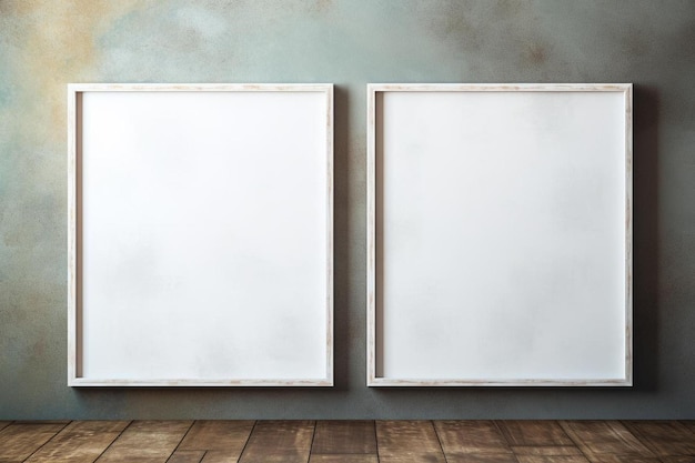 blank frames on a wall with a dark background