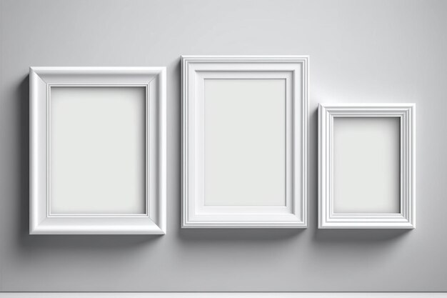 Photo blank frames on white wall