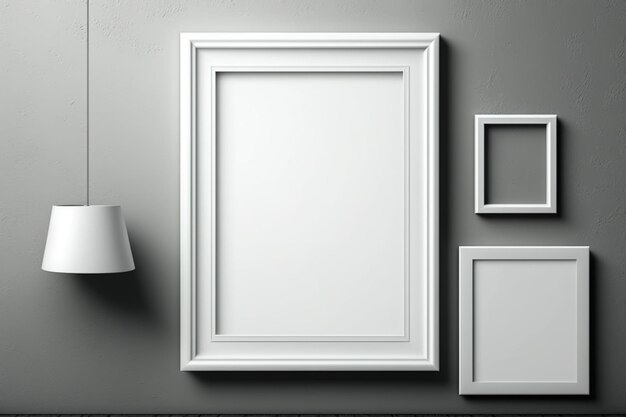 Blank frames on white wall