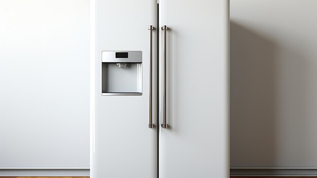 Foto modello di frigorifero vuoto sullo sfondo con spazio di copia per il testo modello di refrigeratore per la cucina