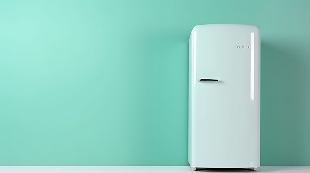 テキストのコピースペースを備えた空白の冷蔵庫の背景のモックアップ 厨房用冷蔵庫テンプレート