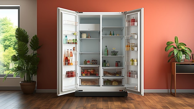 Пустая модель холодильника с фоном с пространством для копирования текста Шаблон холодильников для кухни