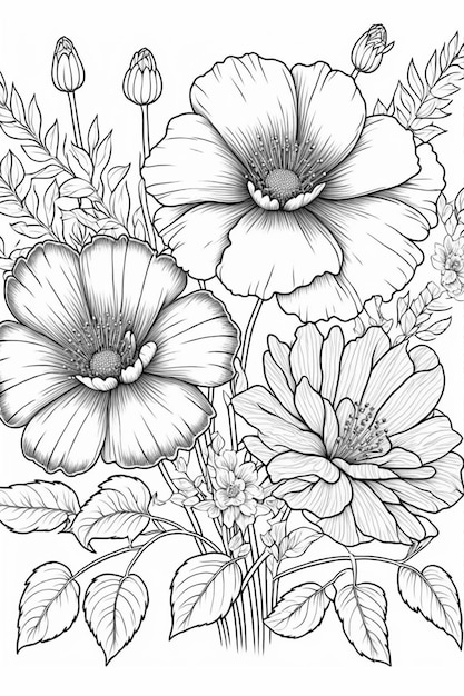 blank garden nature coloring page black and white for coloring book