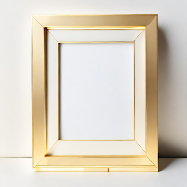 A blank gilded goldframed picture is on a white surface