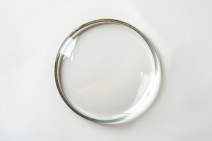Photo blank glass badge on white background