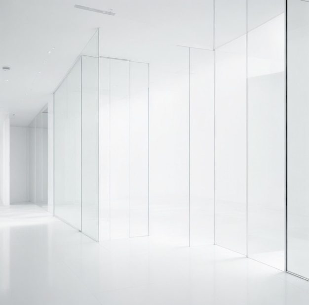 Blank Glass wall Empty ground in front of modern glass wall