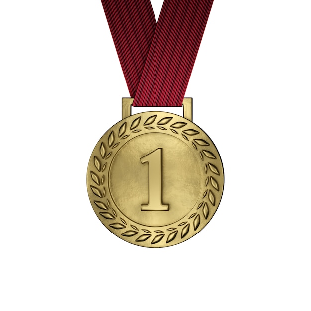 Blank gold medal isolated on white. 3d render