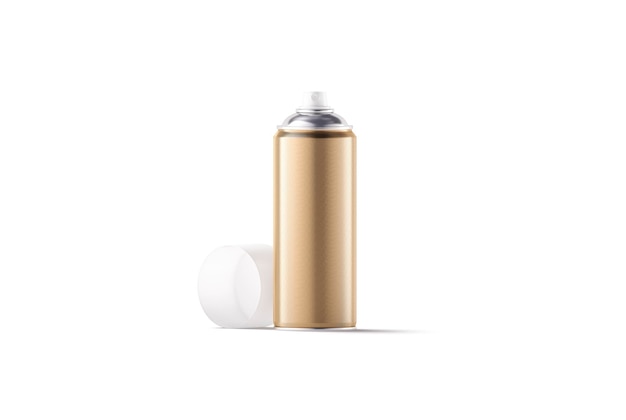 Photo blank gold opened spray can mock up front view