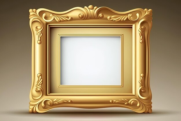 Blank golden frame for a picture of