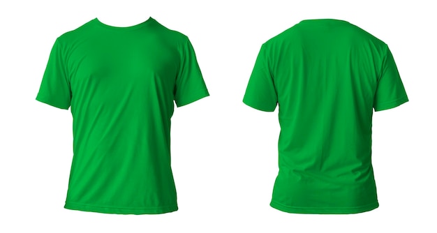 Blank green clean tshirt mockup isolated front view Empty tshirt model mock up Clear fabric cloth for football or style outfit template