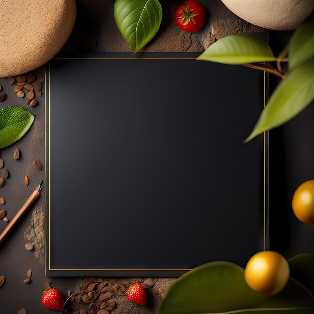 Blank greeting invitation card mockup on a stone