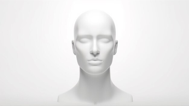 Blank head shape over white background AI generative