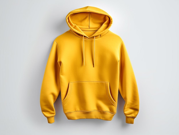 Blank Hoodie in Yellow Color Isolated Mockup AI Generated